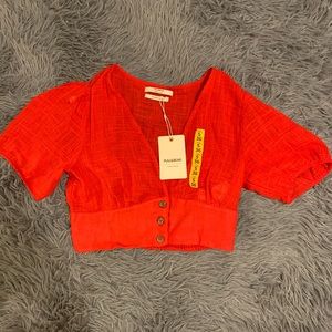 European PULL & BEAR red crop top.